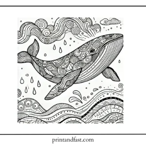 Abstract whale coloring page