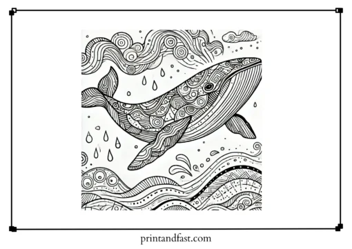 Abstract whale coloring page