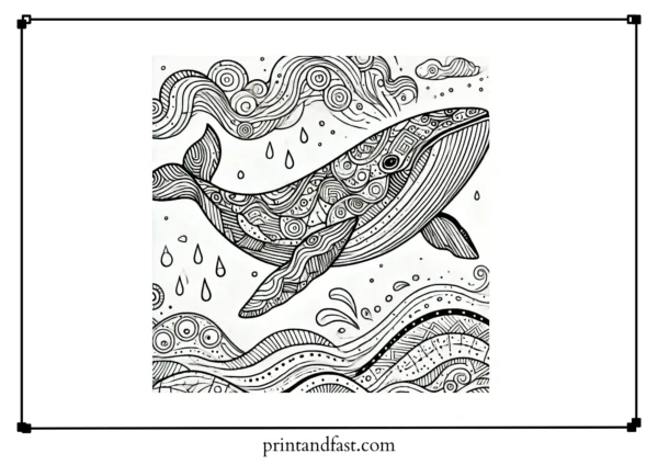 Abstract whale coloring page