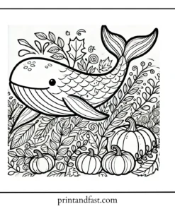 Autumn whale coloring page 1