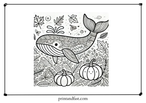 Autumn whale coloring page 2 1