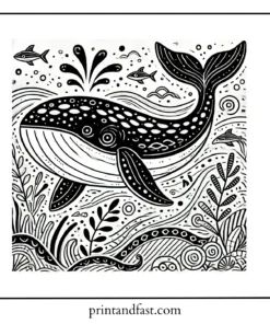 Bold whale coloring page 1