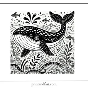 Bold whale coloring page 1