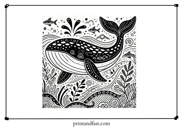 Bold whale coloring page 1