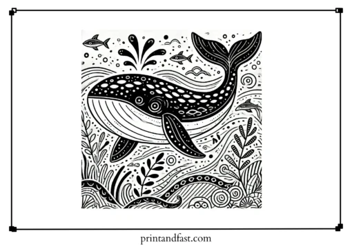 Bold whale coloring page 2