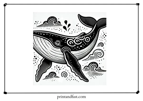 Bold whale coloring page 2