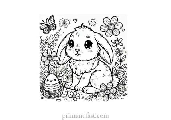 Bunny coloring page free