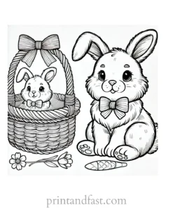 Bunny coloring page with basket