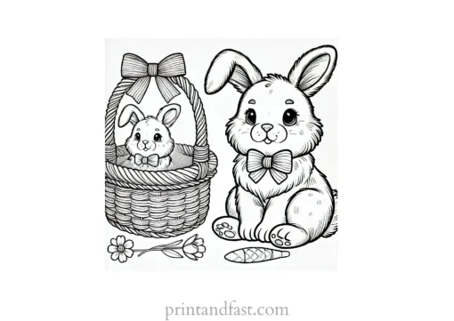 Bunny coloring page with basket