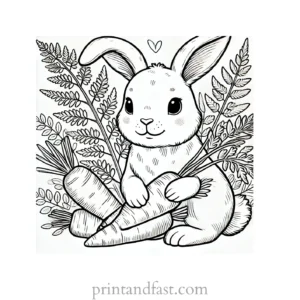 Bunny coloring page with carrots