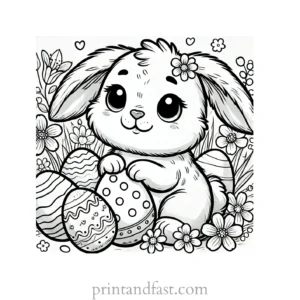 Bunny coloring page with eggs