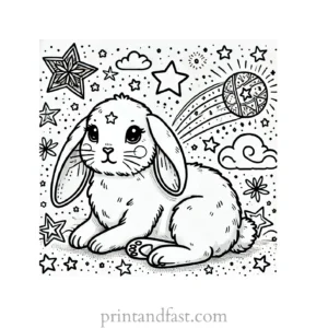 Bunny coloring page with stars