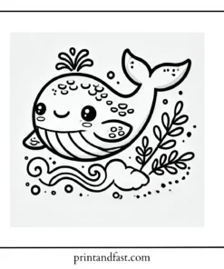 Cartoon whale coloring page 1