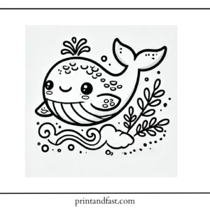 Cartoon whale coloring page 1