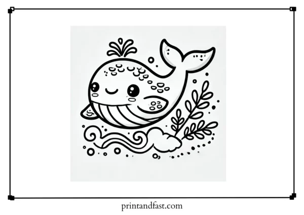 Cartoon whale coloring page 1