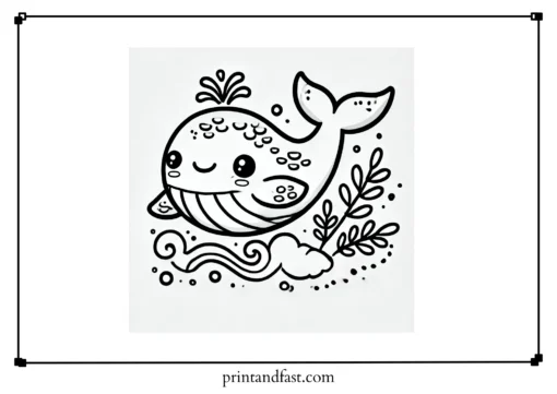 Cartoon whale coloring page 2