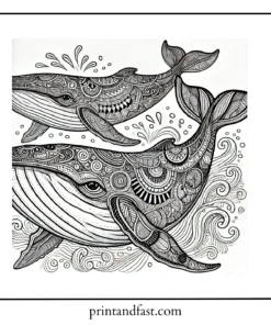 Challenging whale coloring page 1