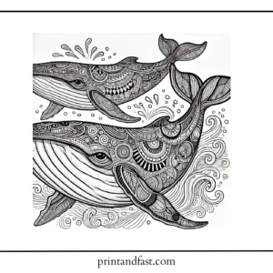 Challenging whale coloring page 1