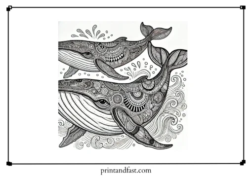 Challenging whale coloring page 1