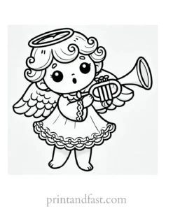 Christmas coloring page angel trumpet