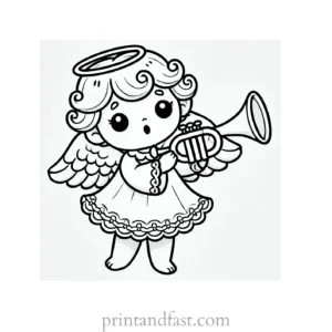 Christmas coloring page angel trumpet