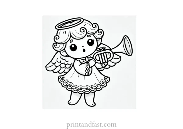 Christmas coloring page angel trumpet