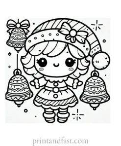 Christmas coloring page bells ringing