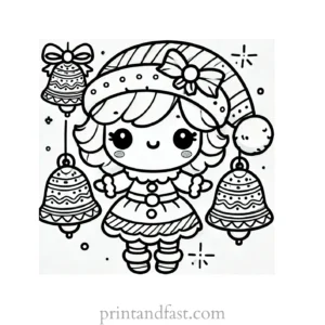 Christmas coloring page bells ringing