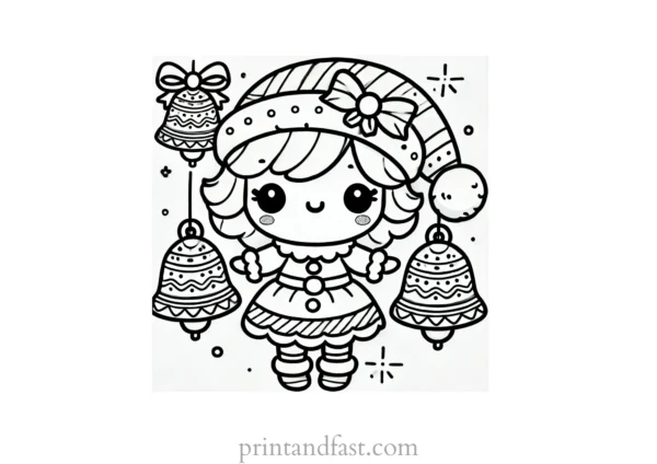 Christmas coloring page bells ringing