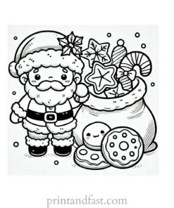 Christmas coloring page cookies for santa