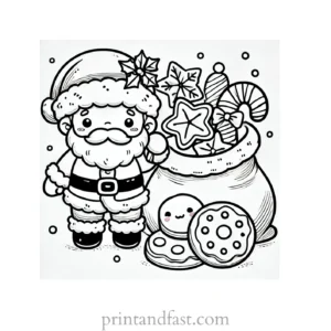 Christmas coloring page cookies for santa