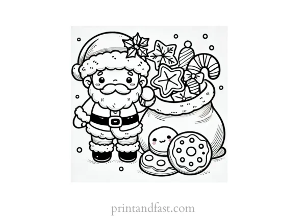 Christmas coloring page cookies for santa