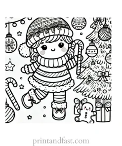 Christmas coloring page decorations