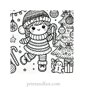 Christmas coloring page decorations