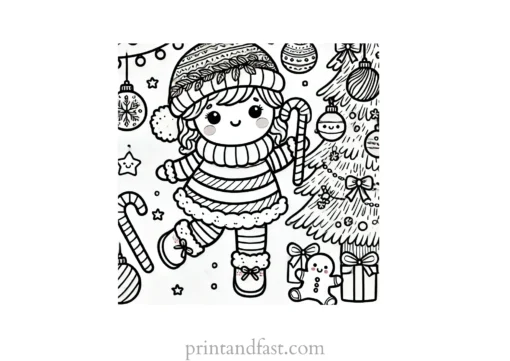 Christmas coloring page decorations