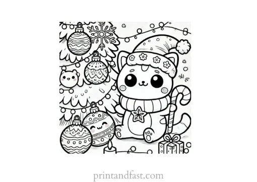 Christmas coloring page decorations on tree