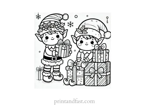 Christmas coloring page elves