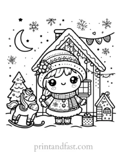 Christmas coloring page festive