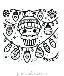 Christmas coloring page festive lights