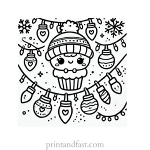 Christmas coloring page festive lights