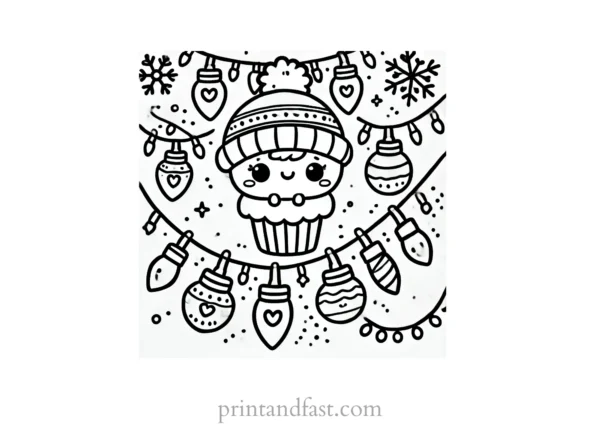 Christmas coloring page festive lights