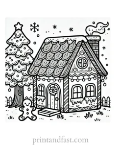 Christmas coloring page gingerbread house