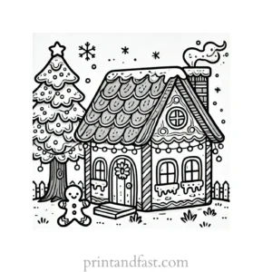 Christmas coloring page gingerbread house