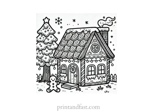 Christmas coloring page gingerbread house