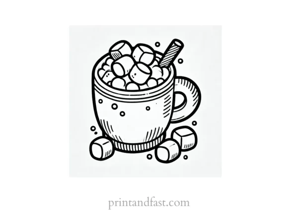 Christmas coloring page hot cocoa