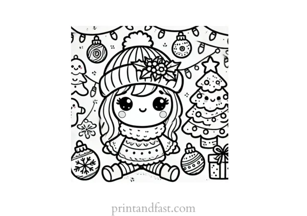 Christmas coloring page lights