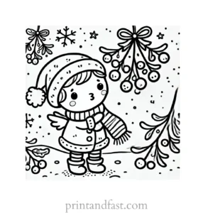 Christmas coloring page mistletoe