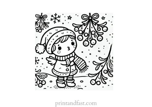 Christmas coloring page mistletoe