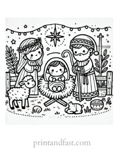 Christmas coloring page nativity