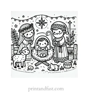 Christmas coloring page nativity